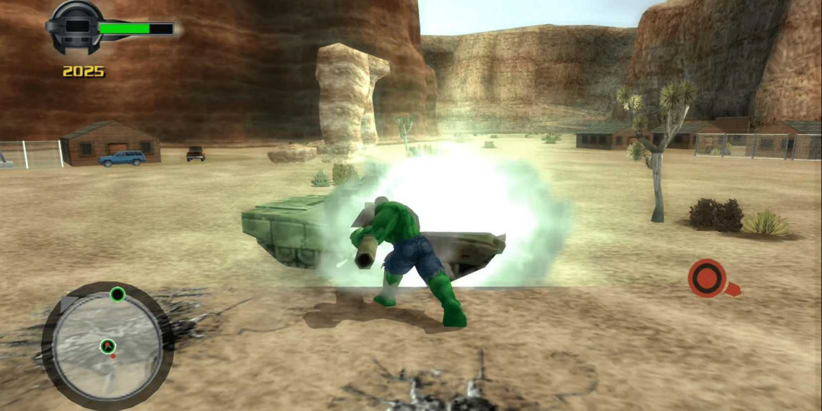 The Hulk smashing a tank in The Incredible Hulk: Ultimate Destruction