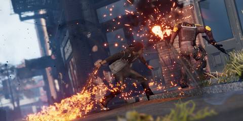 Delsin Rowe fighting an enemy in Infamous: Second Son
