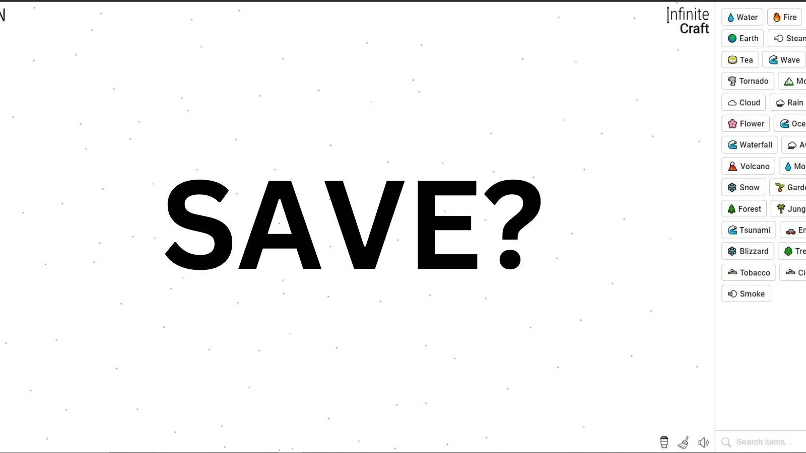 infinite craft how to save