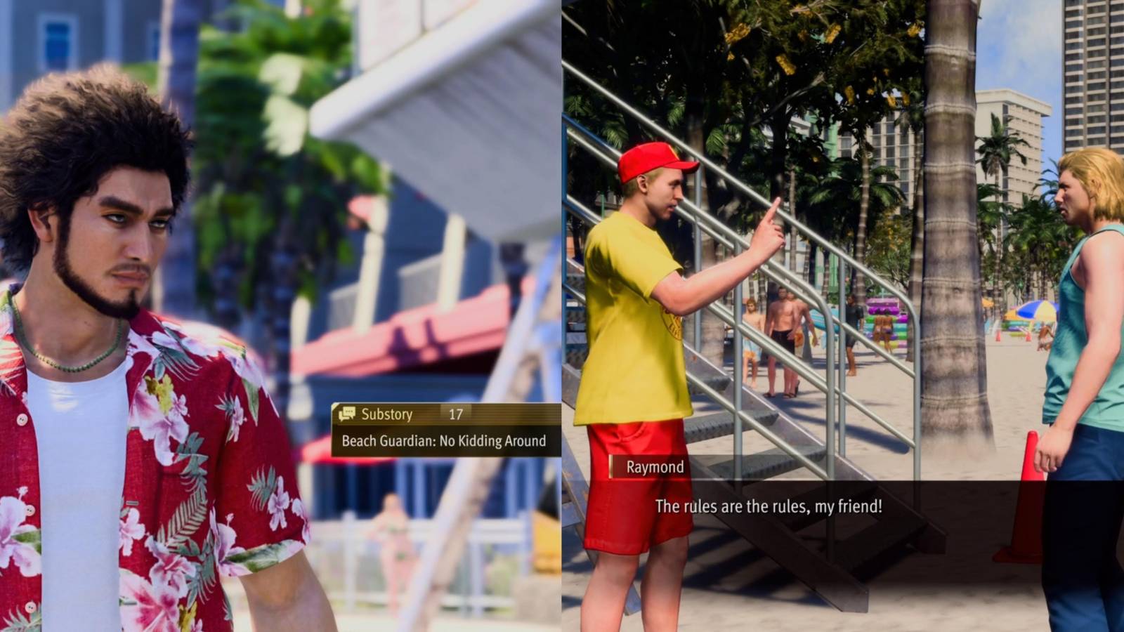 Split image showing Ichiban and Raymond.