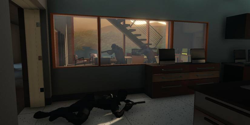 Sneaking past two guards in Intruder