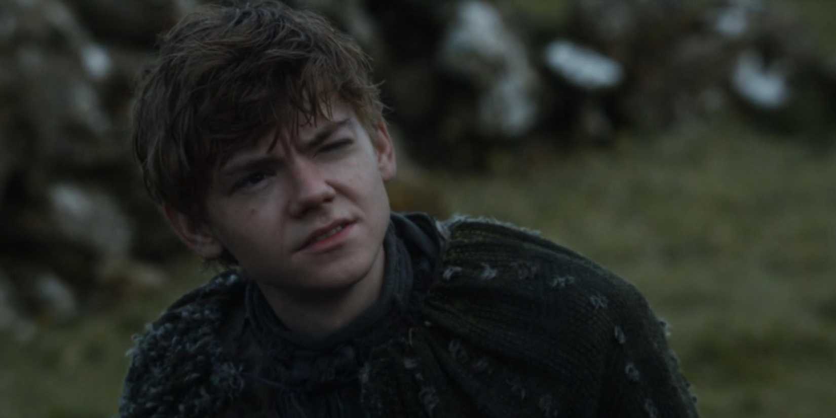 Jojen sitting on a mountain in Game of Thrones