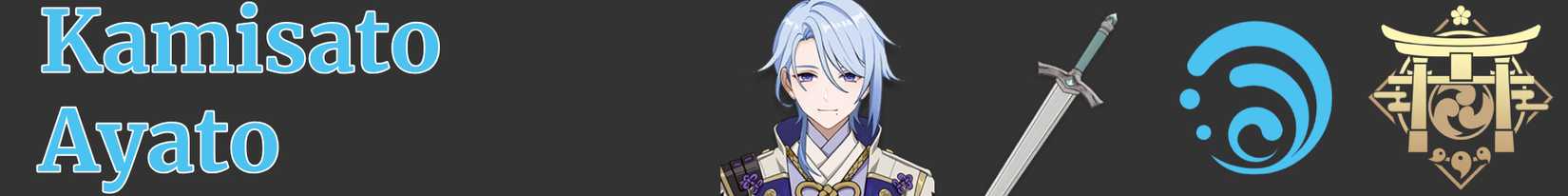 Kamisato Ayato's weapon, element, and region - sword hydro inazuma - genshin impact