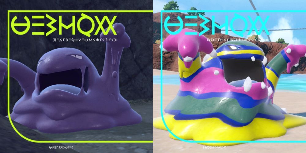 Kantonian Muk and Alolan Muk in the Paldean Pokedex.