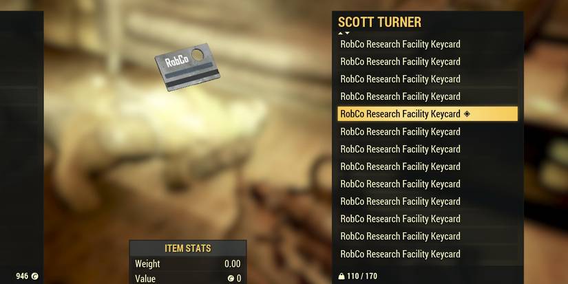 A Fallout 76 RoboBo Key Card