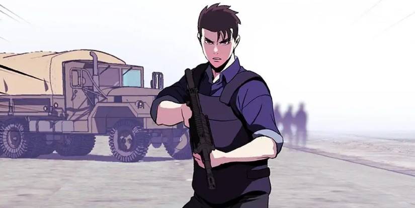 Kim Woo Jin firing a gun