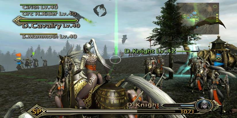 A Hero riding a horse into battle alongside her warriors