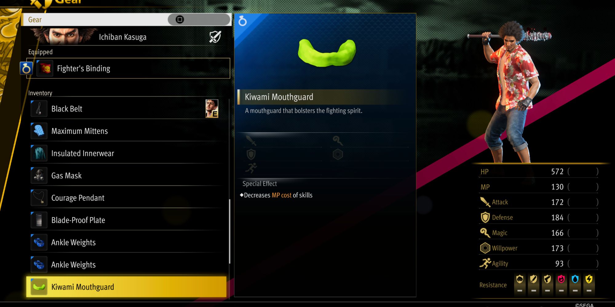 Kiwami Mouthguard accessory in Like a Dragon Infinite Wealth