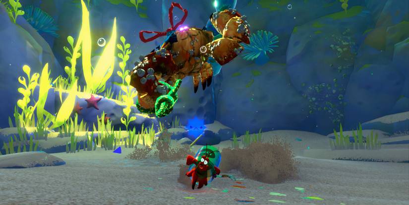 Kril running from an enemy crab in Another Crab's Treasure