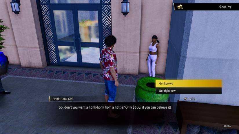 Ichiban speaking to the Honk-Honk Girl  in Like a Dragon: Infinite Wealth.