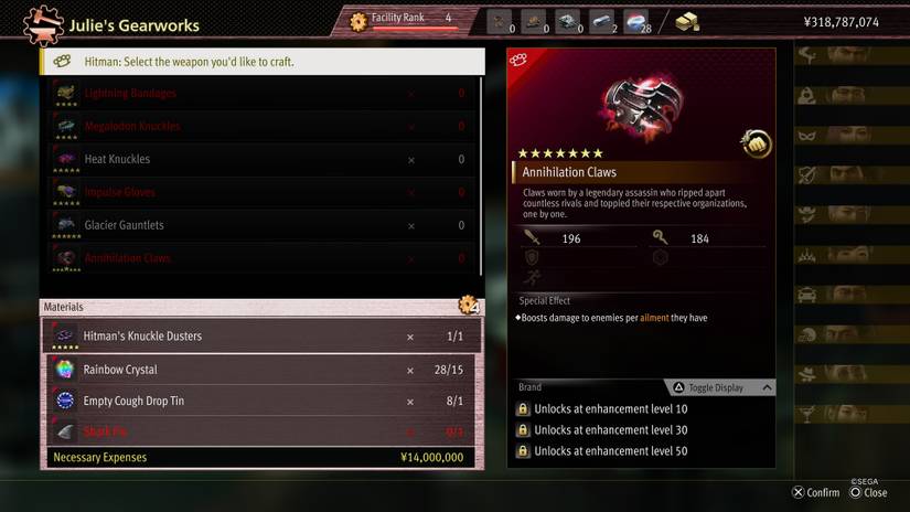 Annihilation Claws in Like a Dragon: Infinite Wealth