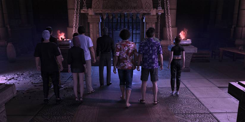 Entering the Big Swell dungeon in Like a Dragon: Infinite Wealth.