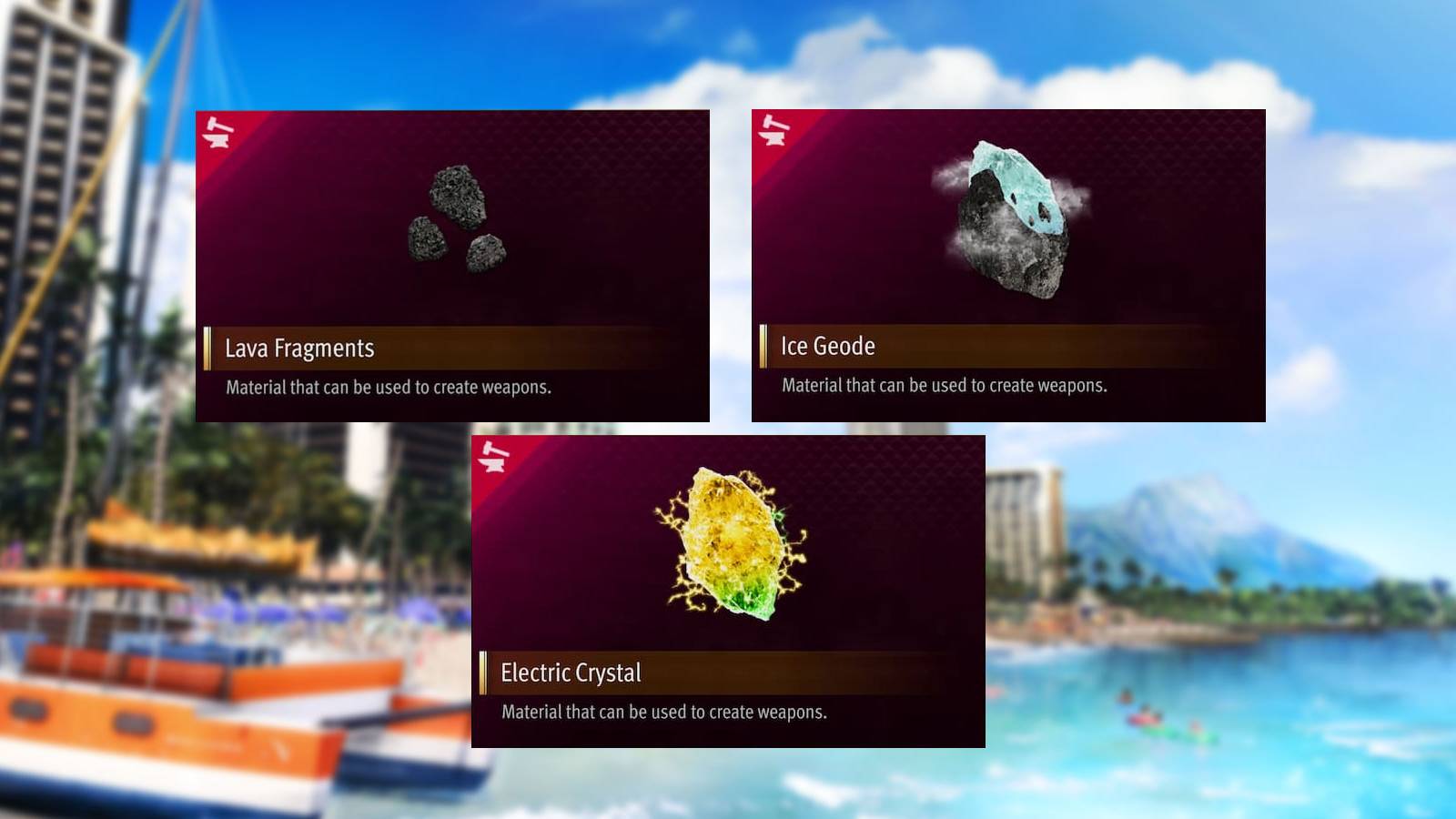 Weapon crafting materials in Like a Dragon: Infinite Wealth.