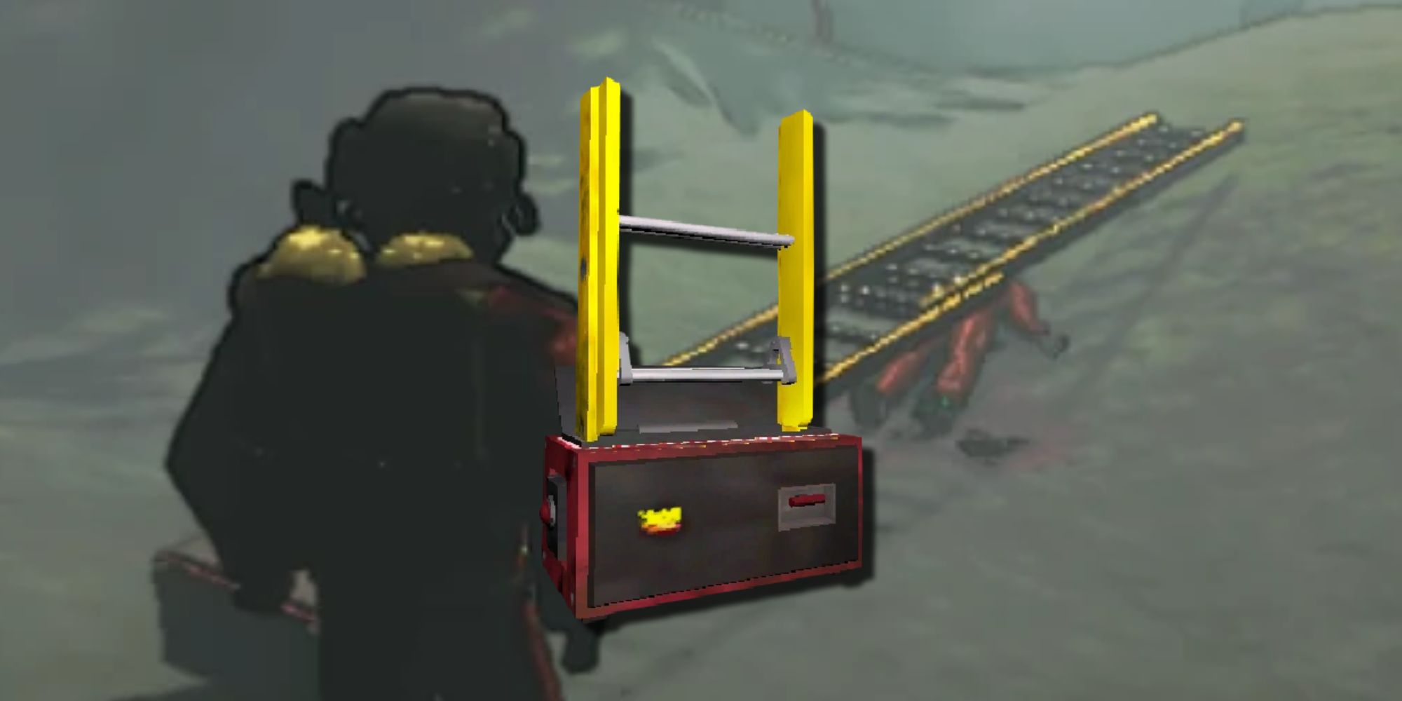 A player uses the extension ladder as a weapon against their crewmate to kill them