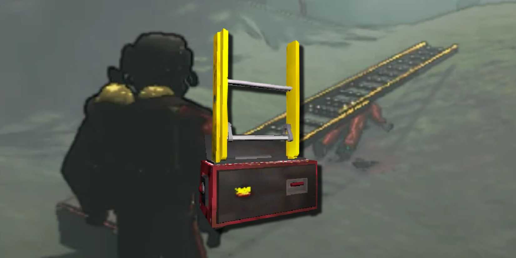 A player uses the extension ladder as a weapon against their crewmate to kill them