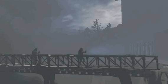 Two employees bridge