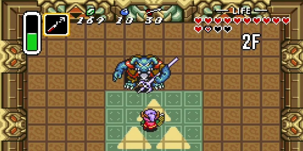 Link facing Ganon a the end of Zelda: A Link to the Past.