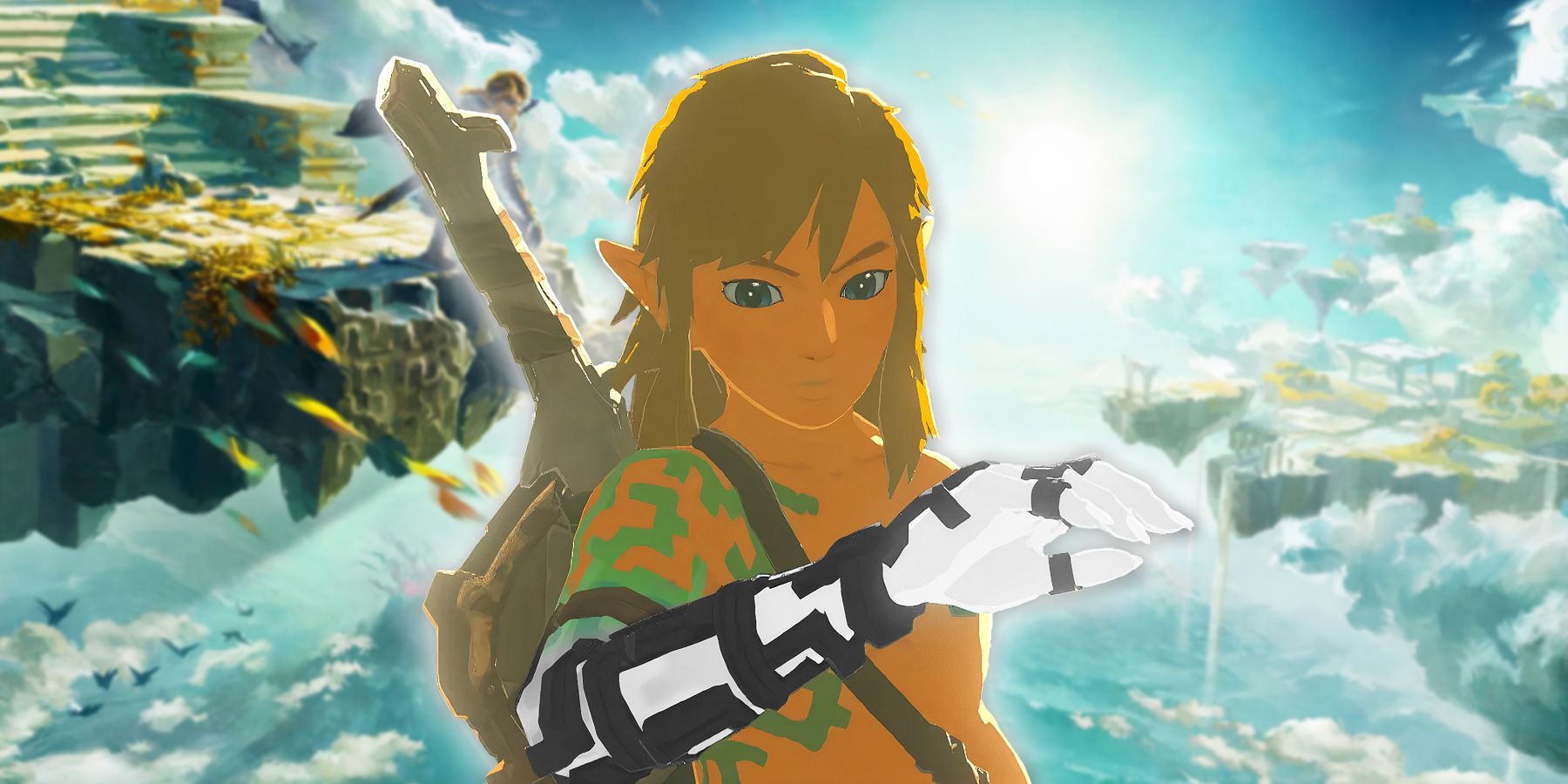 Link from Tears of the Kingdom with black and white Ultrahand