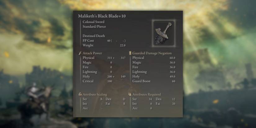 Maliketh's Black Blade in Elden Ring