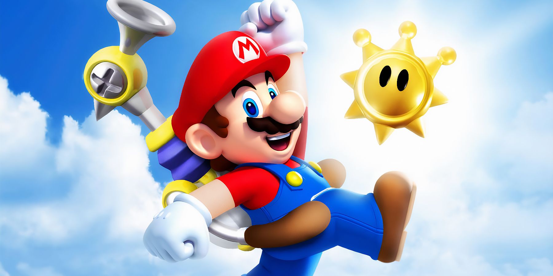 Mario from Super Mario Sunshine with a Shine