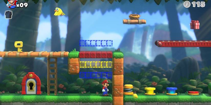 mario vs donkey kong yellow bird drops egg near mario