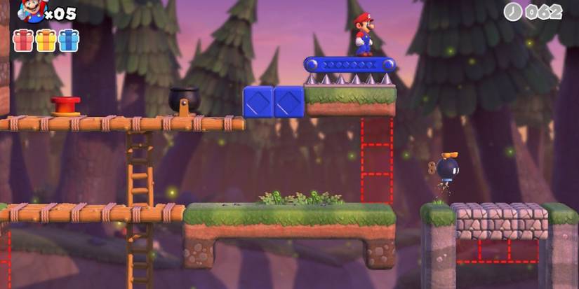 throwing bob-omb to release mini mario toy