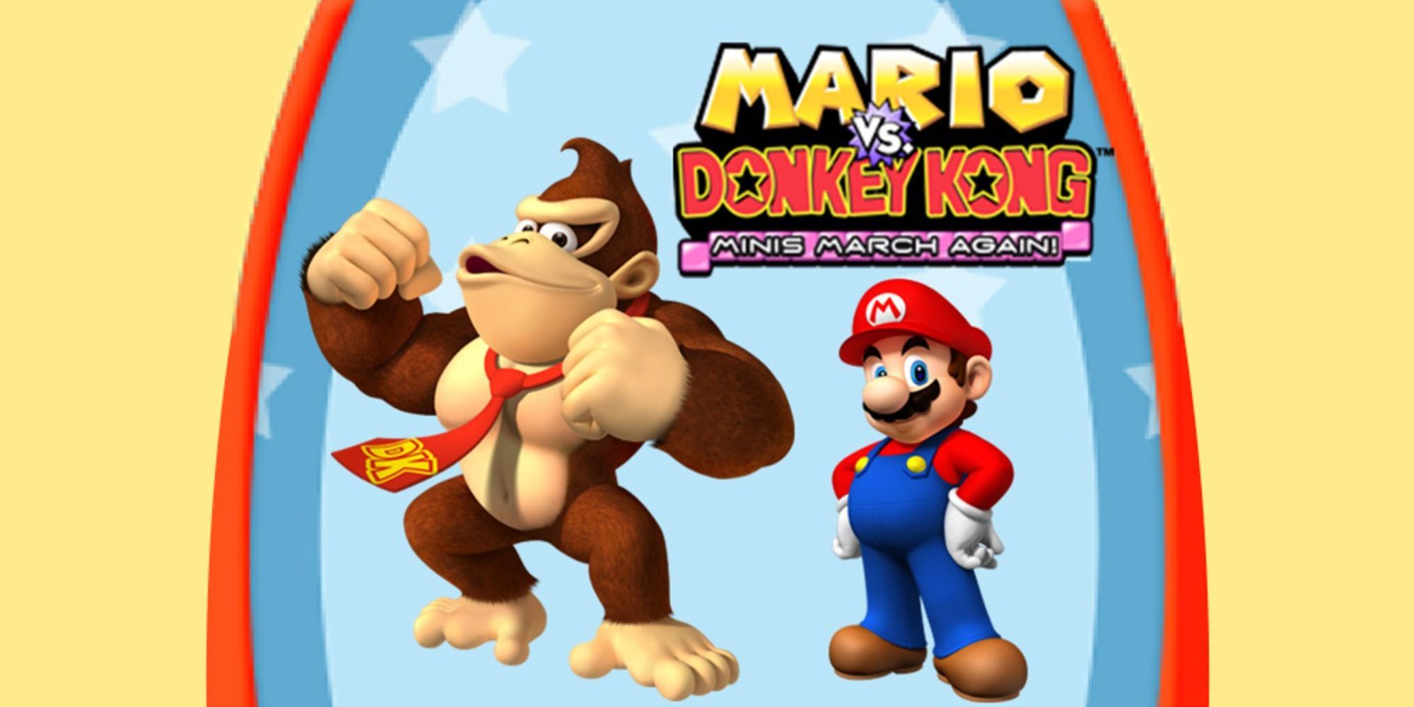 Donkey Kong stood beside Mario on the Minis March Again cover