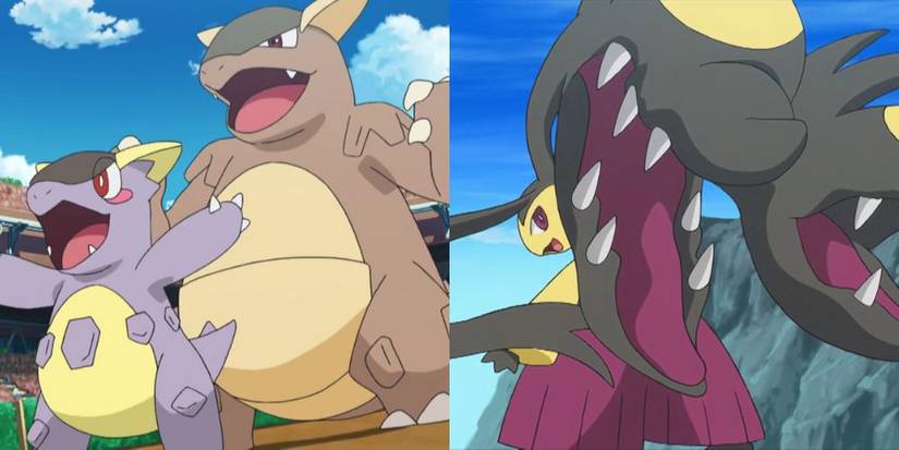 Mega Kangaskhan and Mega Mawile in the Pokemon anime.