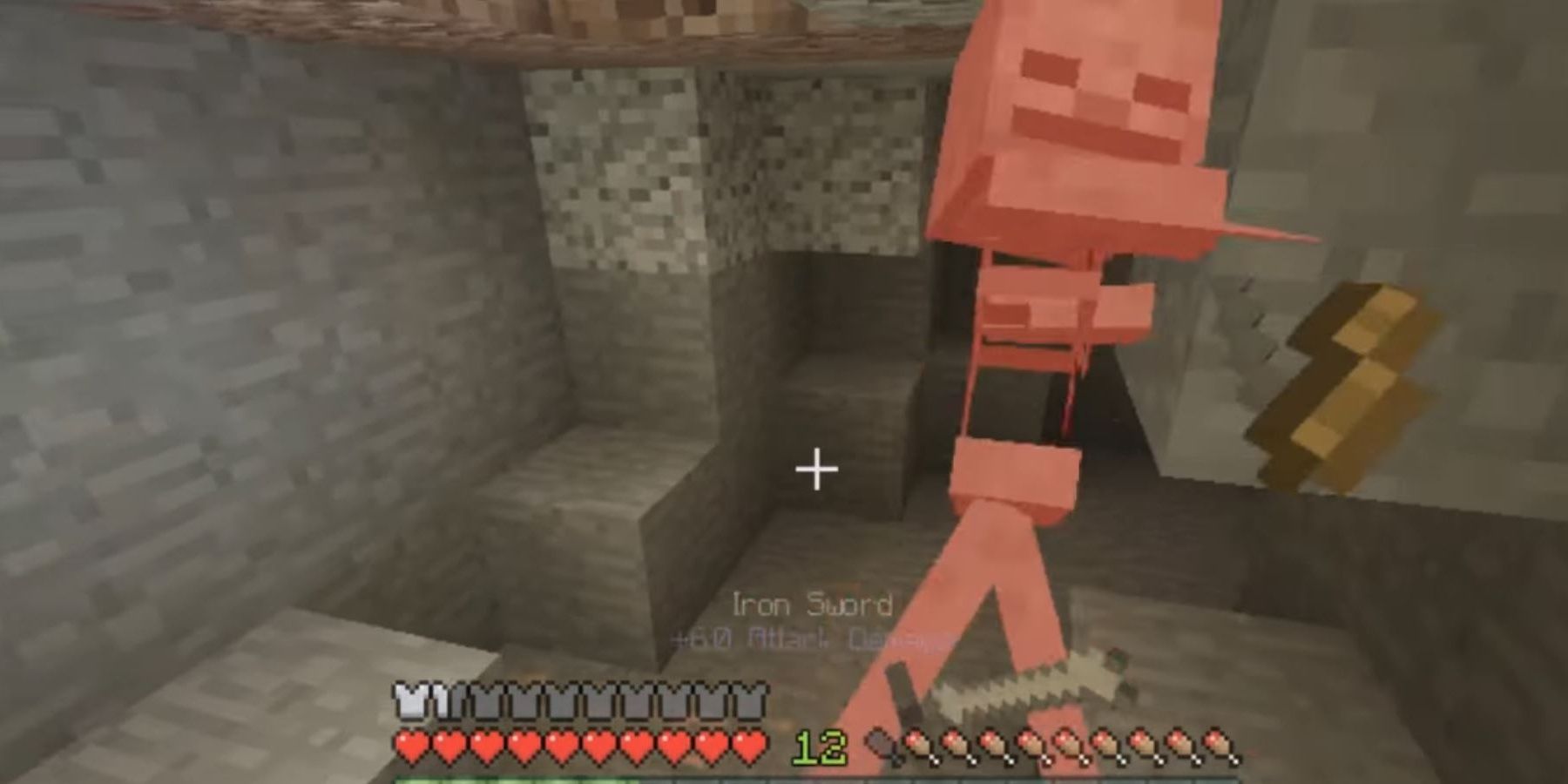 Fighting Skeleton In Cave In Mincraft For PSVita