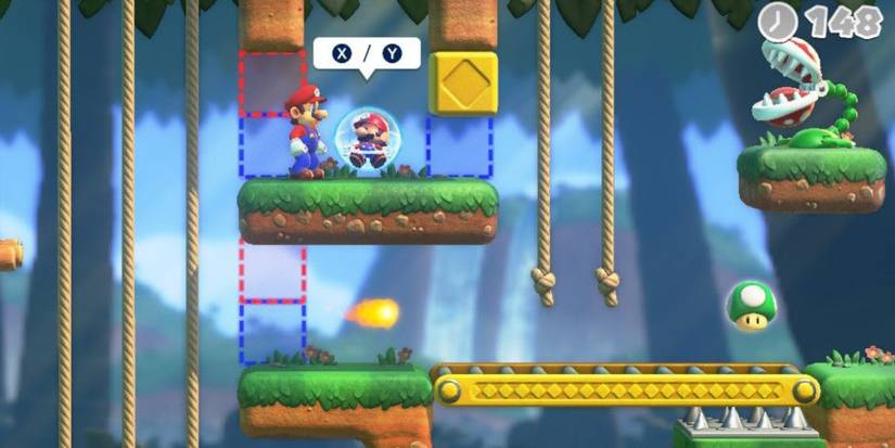 grabbing the mario toy at the end of level 2-6