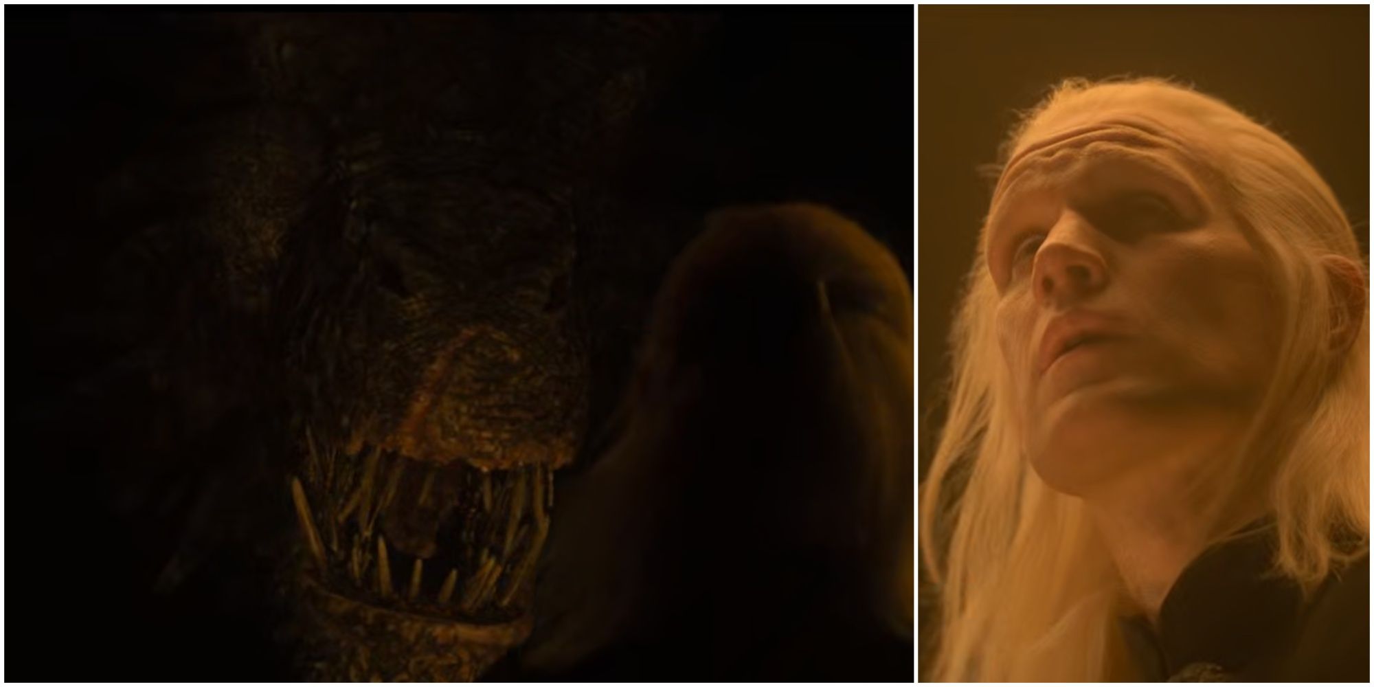 Split image of Vermithor and Daemon Targaryen in House of the Dragon.