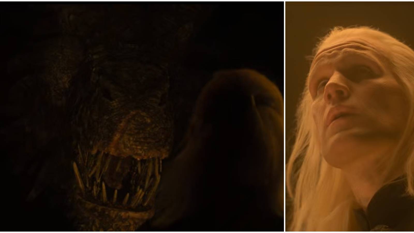 Split image of Vermithor and Daemon Targaryen in House of the Dragon.