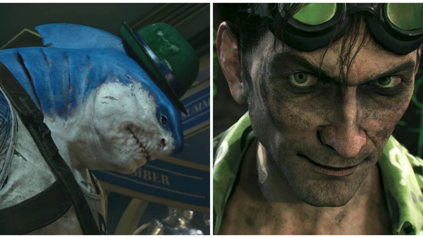 king shark wearing riddler's hat. the riddler from batman arkham knight