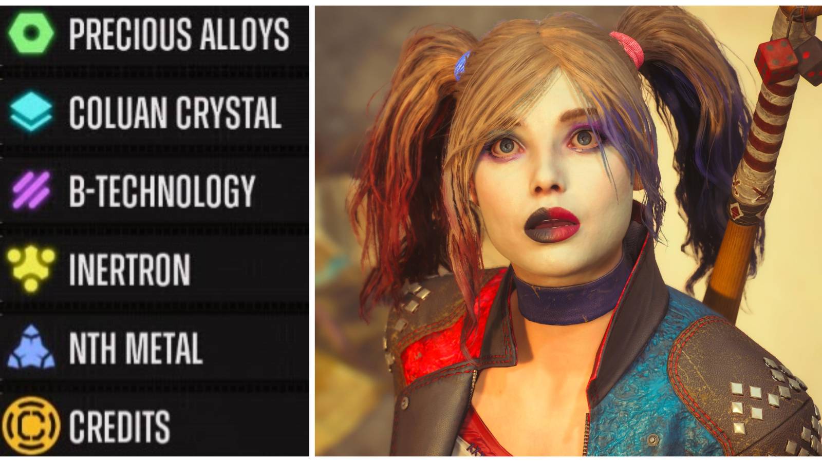 all resources in suicide squad and harley quinn looking up