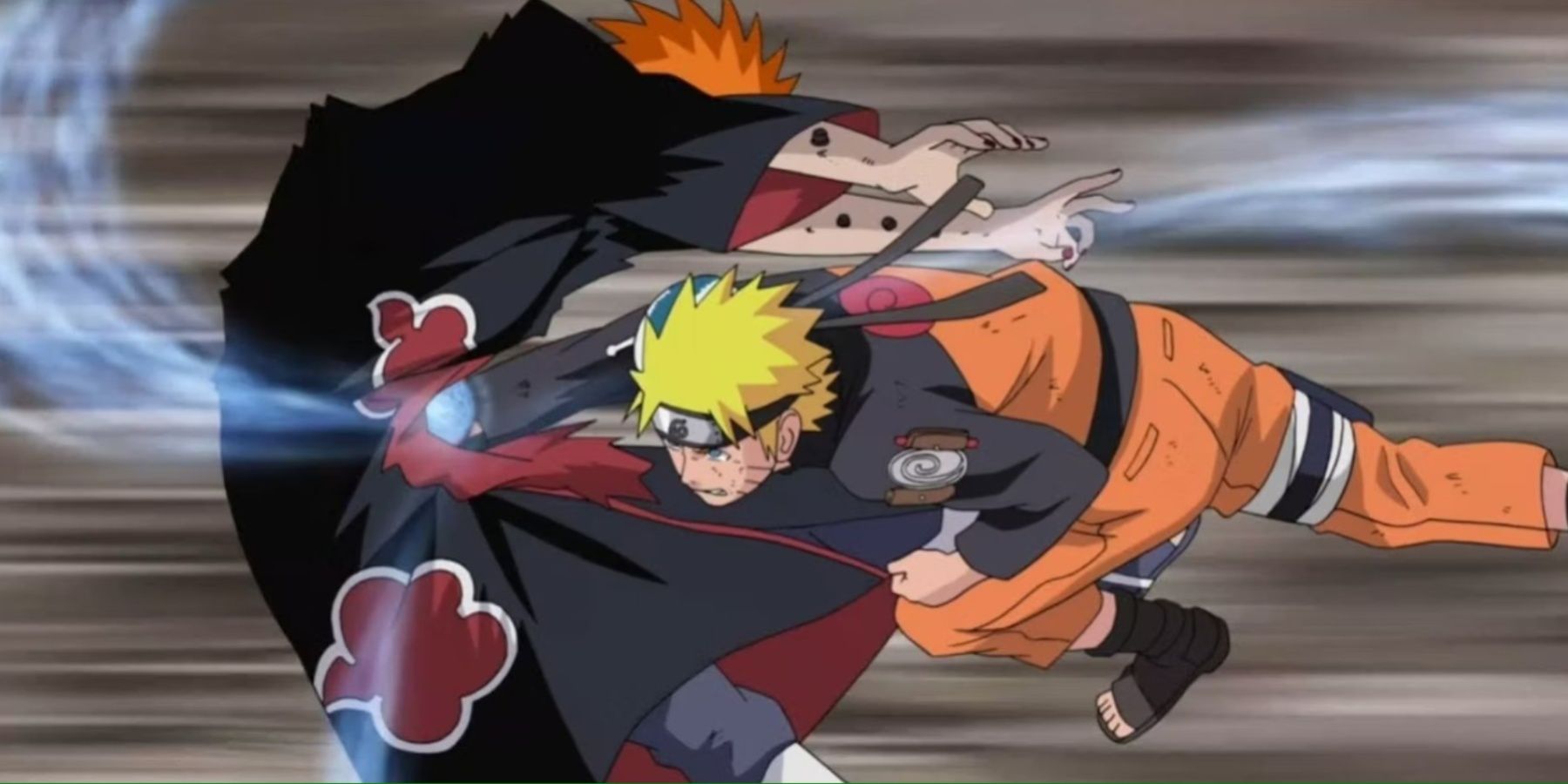 Naruto defeating Pain with the Rasengan