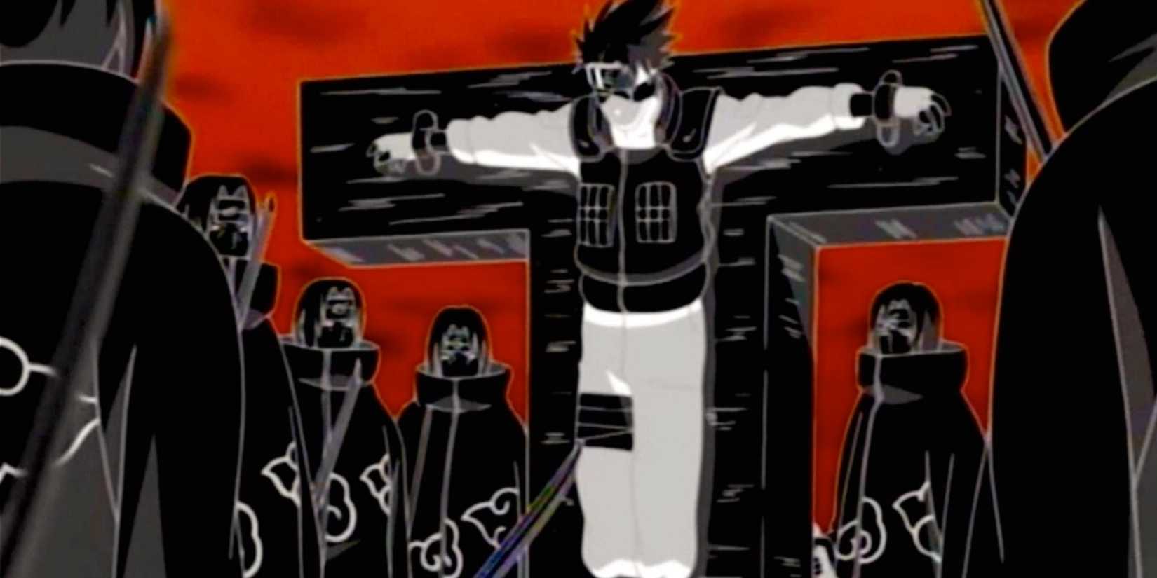 Itachi Uchiha using his Tsukuyomi  against Kakashi in Naruto