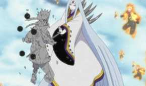 Kaguya using the All-Killing Ash Bones technique on one of Naruto's clones in Shippuden