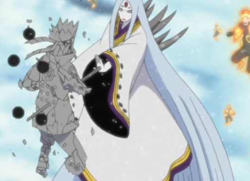 Kaguya using the All-Killing Ash Bones technique on one of Naruto's clones in Shippuden