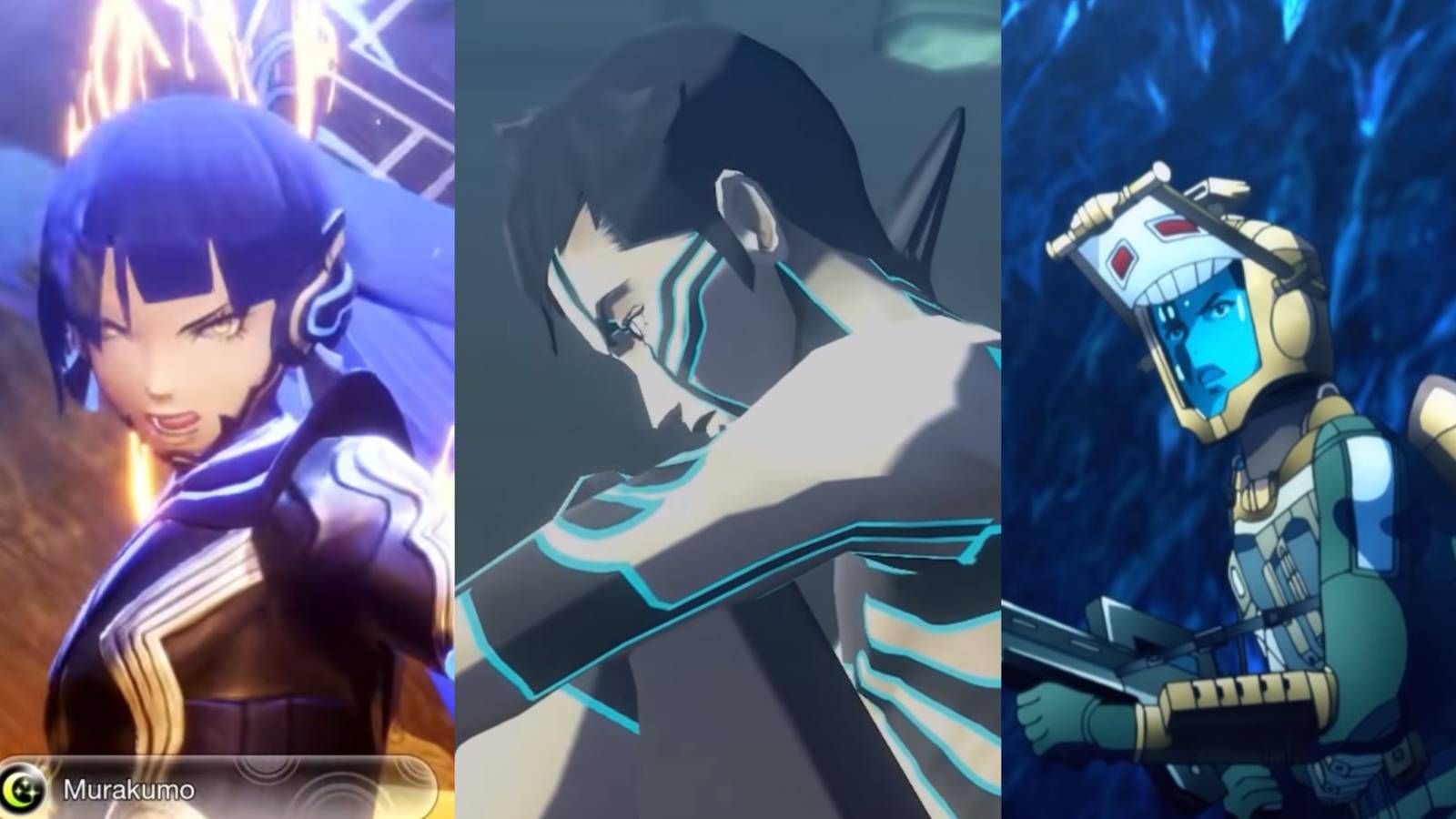 a collage of 3 shin megami tensei games