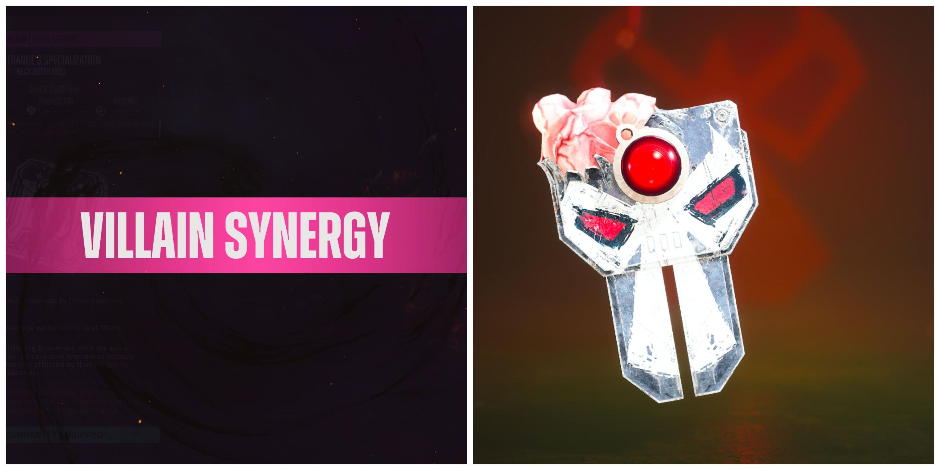 villian synergy screen and the bane shield mod from suicide squad game
