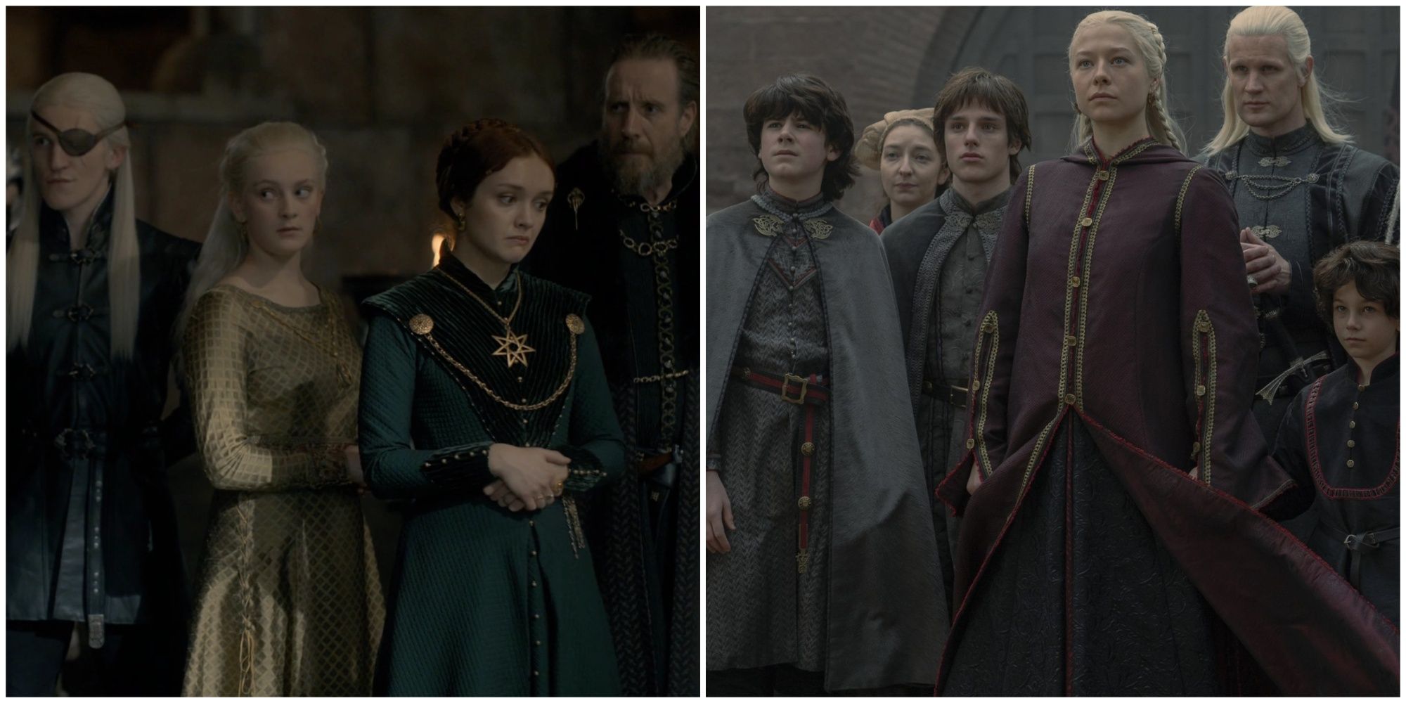 Split image of the Greens and the Blacks in House of the Dragon.