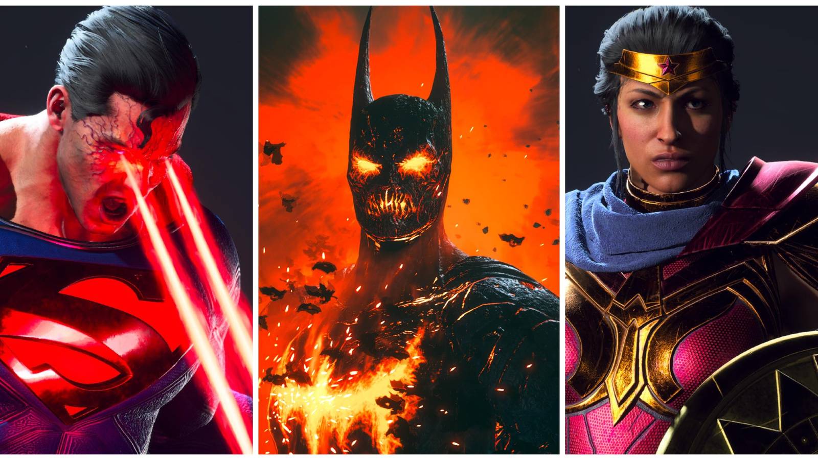 evil superman, evil batman, wonder woman