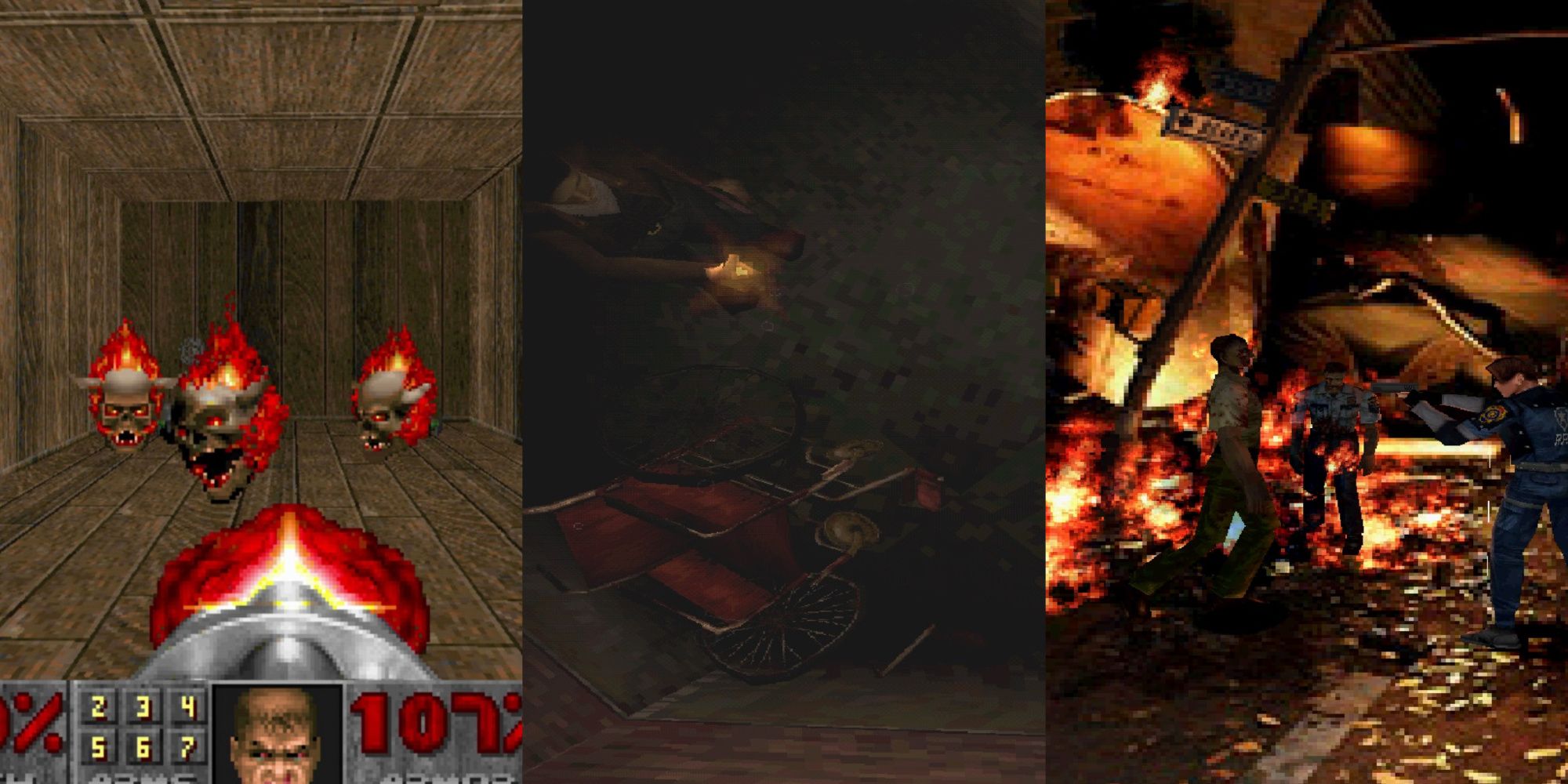 collage of 3 90s horror games