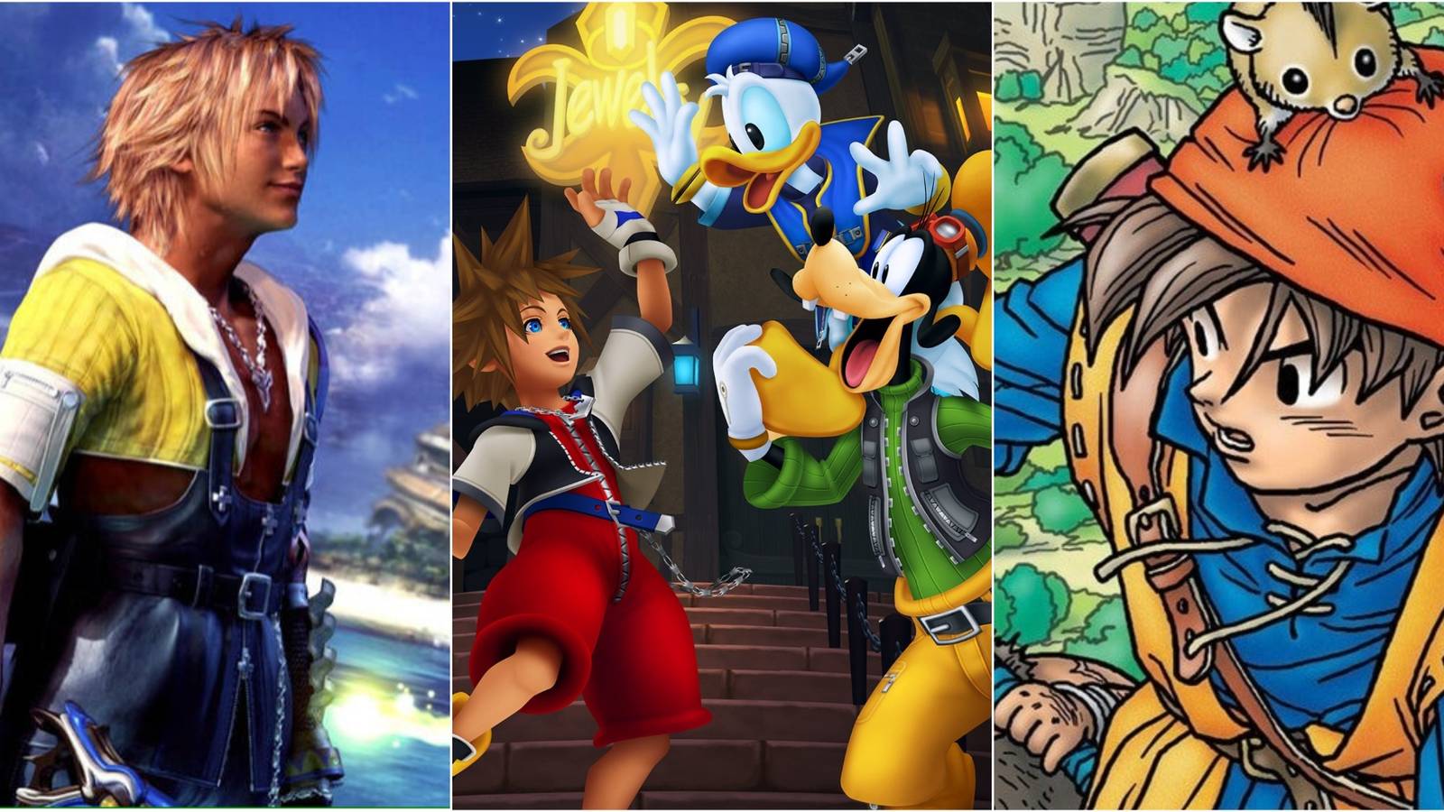 Characters from Final Fantasy 10, Kingdom Hearts, Dragon Quest 8