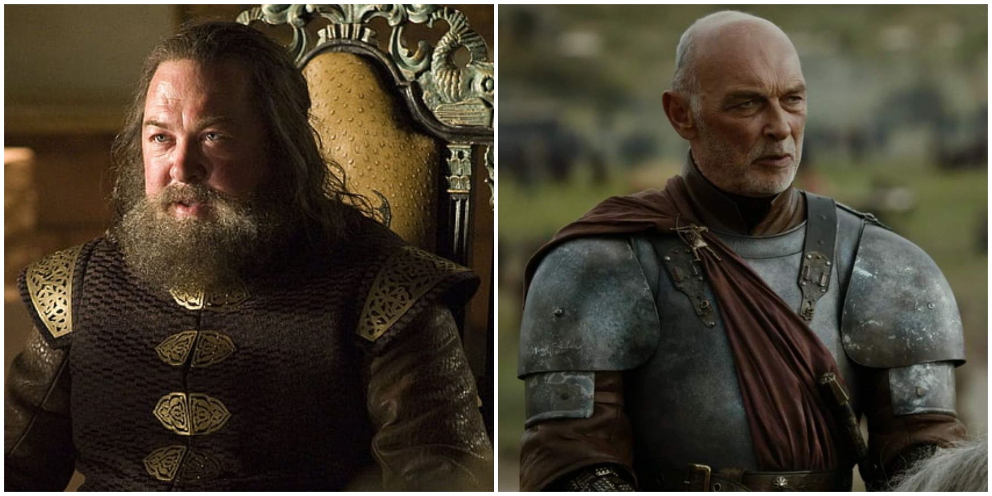 Split image of Robert Baratheon and Randyll Tarly in Game of Thrones.