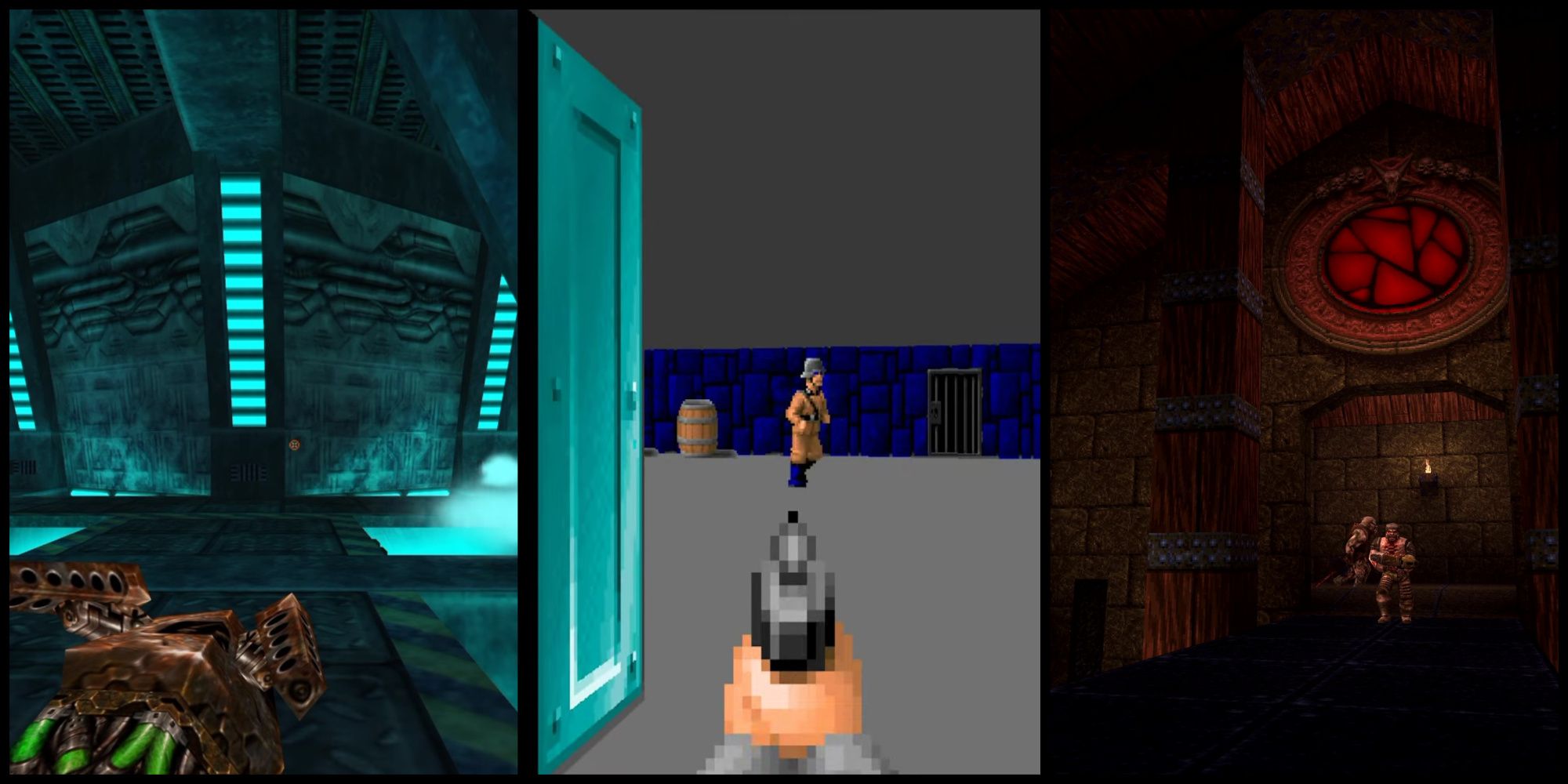 Screenshot from Daikata, Wolfenstein 3D, Quake.