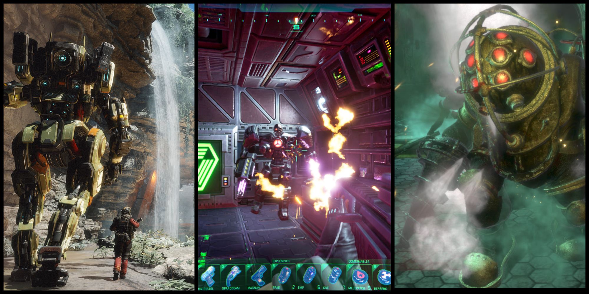 Pictures from Titanfall 2, System Shock, BioShock