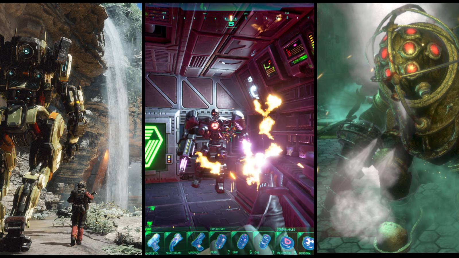 Pictures from Titanfall 2, System Shock, BioShock
