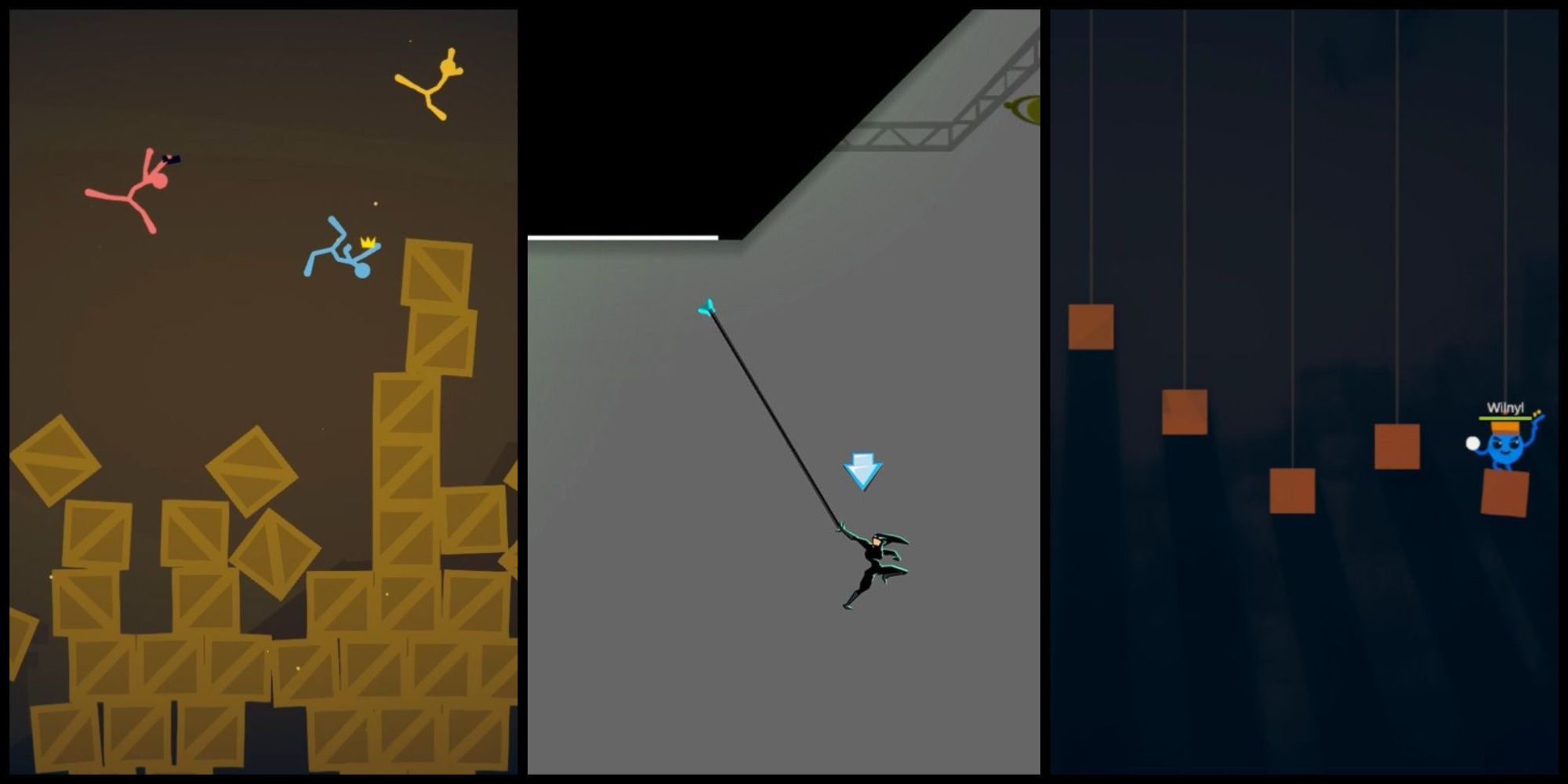 Screenshots featuring Stick Fight The Game, SpeedRunners, and Rounds