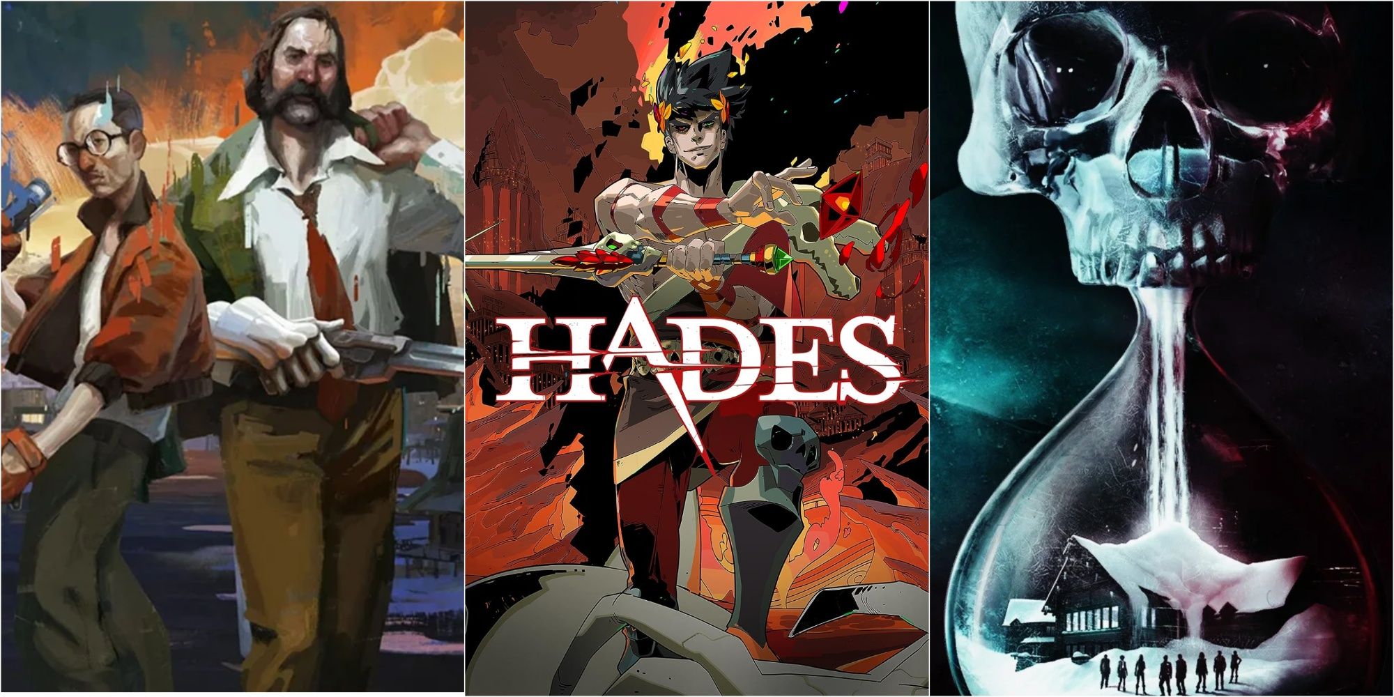 Cover Art for Disco Elysium, Hades and Until Dawn
